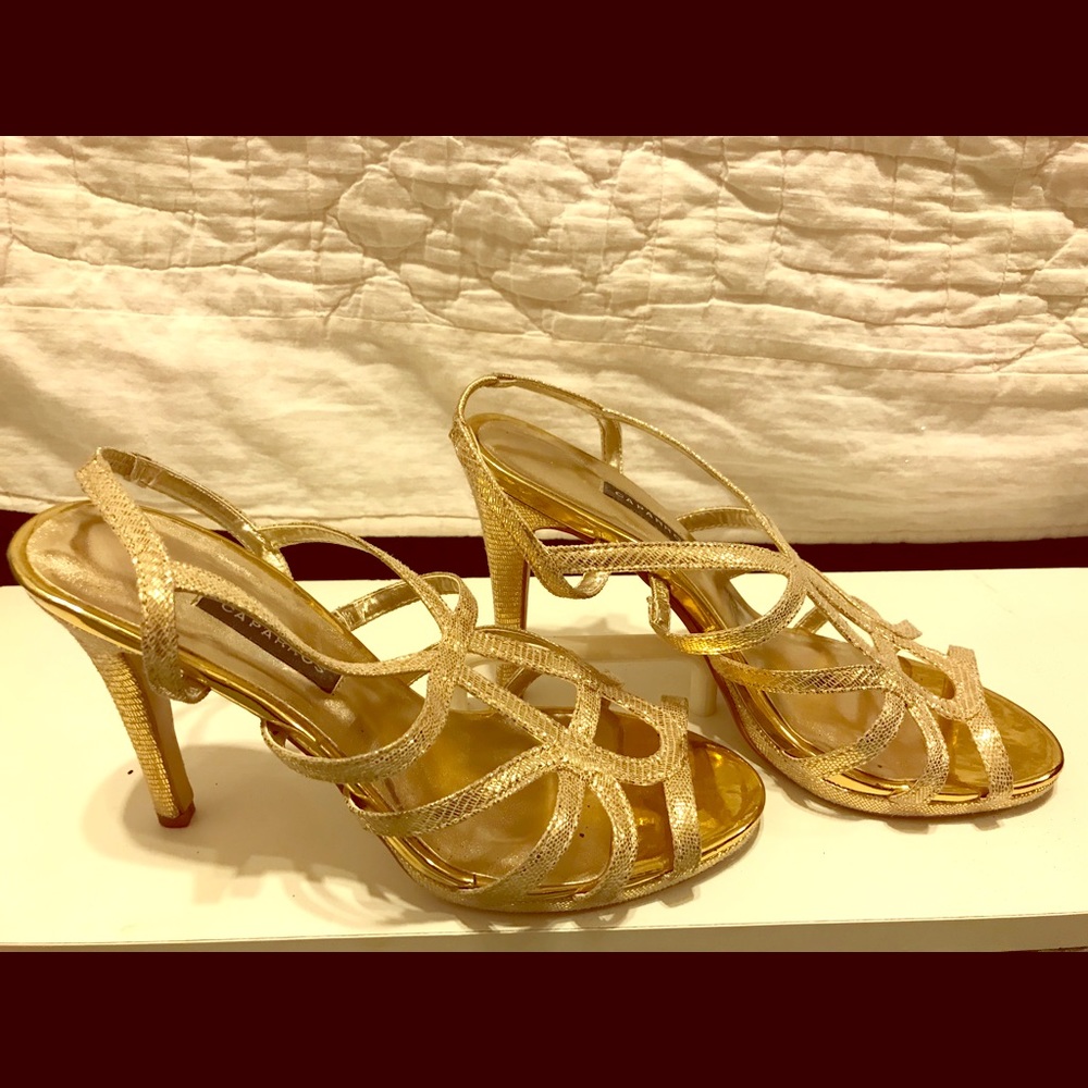 DSW Caparros gold heels